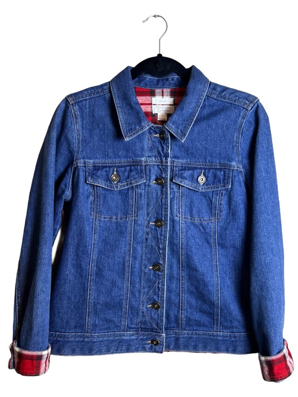 Christopher & Banks Flannel Lined Denim Jacket Womens Small‎